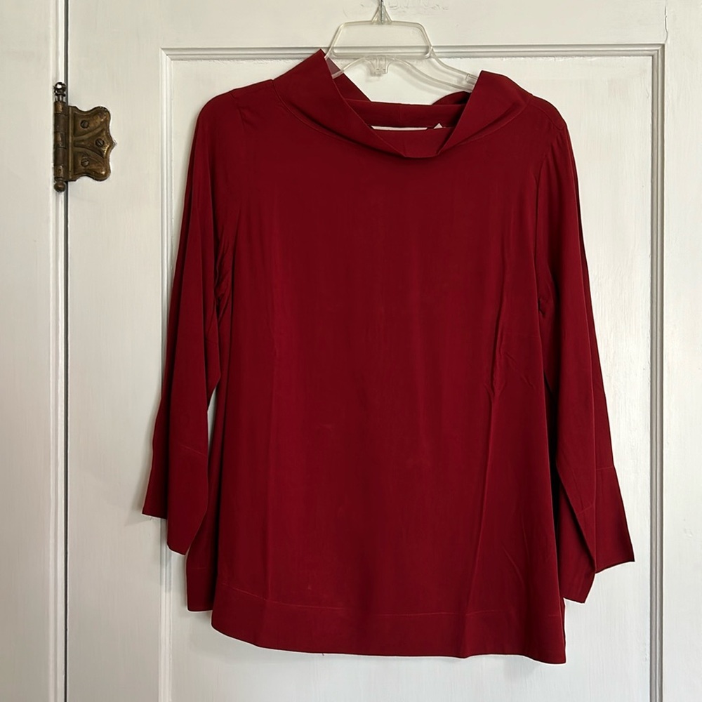 NWOT Soft Surroundings burgundy cowl neck top.  S